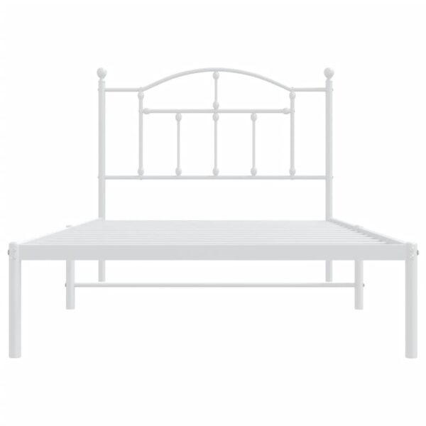 vidaXL Metal Bed Frame with Headboard White 39.4"x74.8" Twin - Image 5