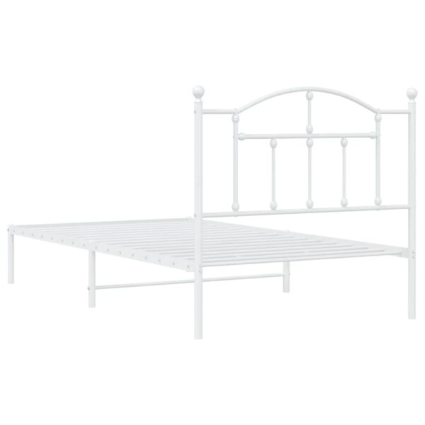 vidaXL Metal Bed Frame with Headboard White 39.4"x74.8" Twin - Image 7