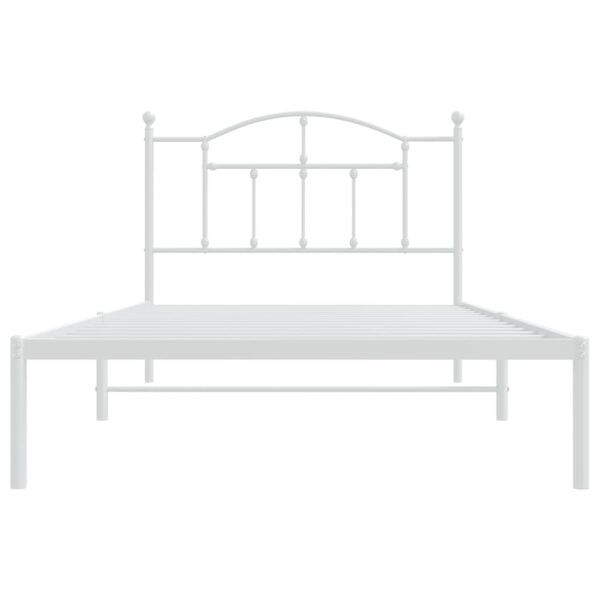 vidaXL Metal Bed Frame with Headboard White 39.4"x78.7" - Image 5