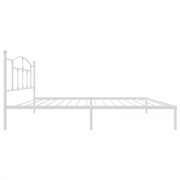 vidaXL Metal Bed Frame with Headboard White 39.4"x78.7" - Image 6