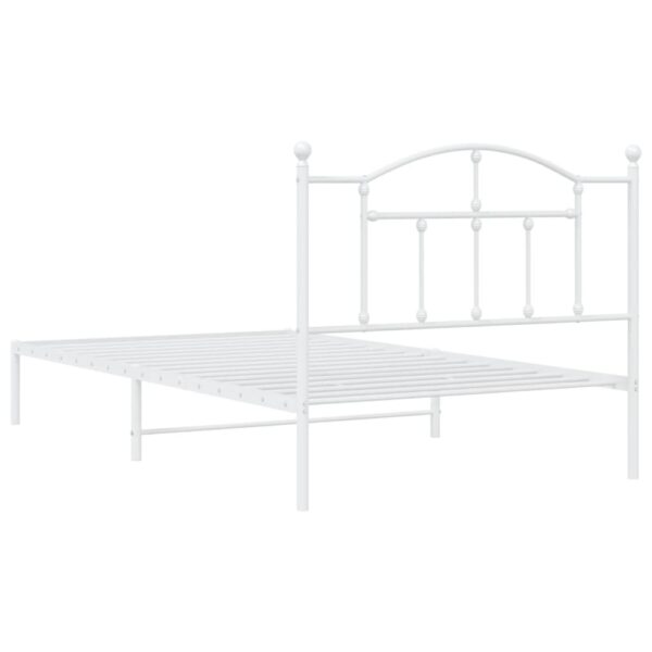 vidaXL Metal Bed Frame with Headboard White 39.4"x78.7" - Image 7