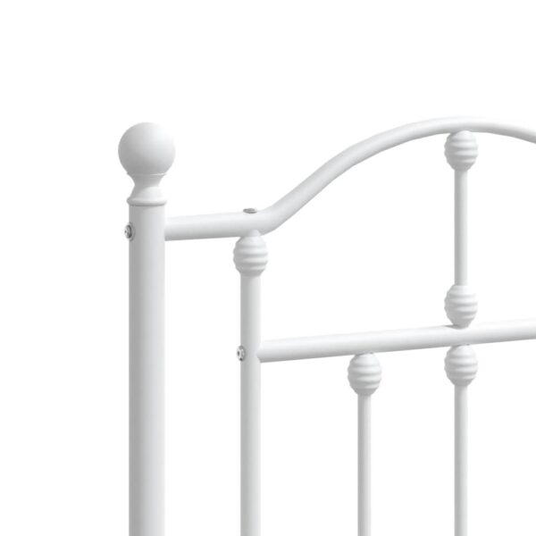 vidaXL Metal Bed Frame with Headboard White 53.1"x74.8" - Image 8