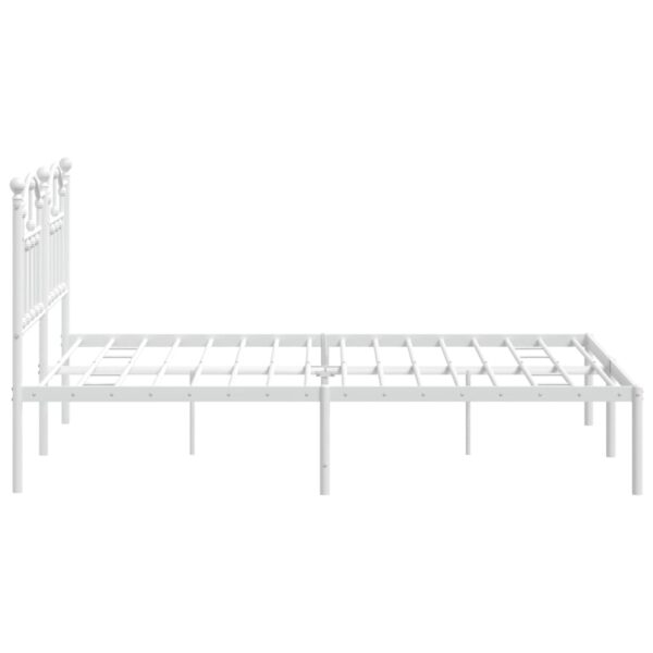 vidaXL Metal Bed Frame with Headboard White 59.1"x78.7" - Image 6