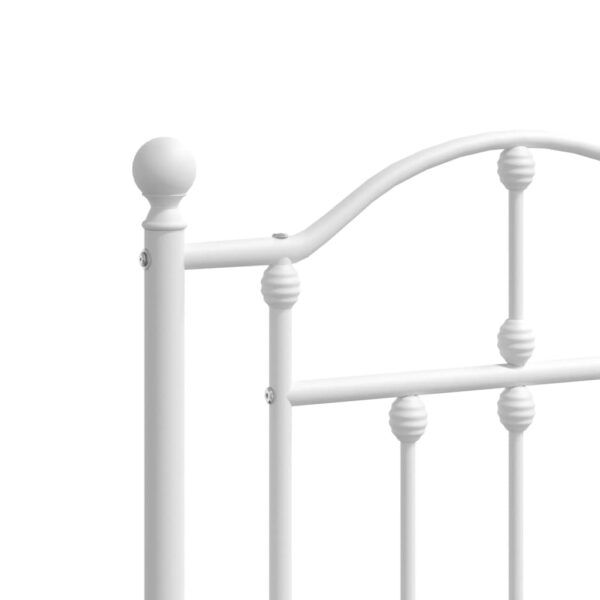 vidaXL Metal Bed Frame with Headboard White 59.1"x78.7" - Image 8