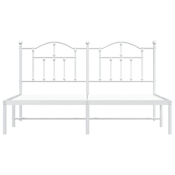 vidaXL Metal Bed Frame with Headboard White 72"x83.9" California King - Image 5