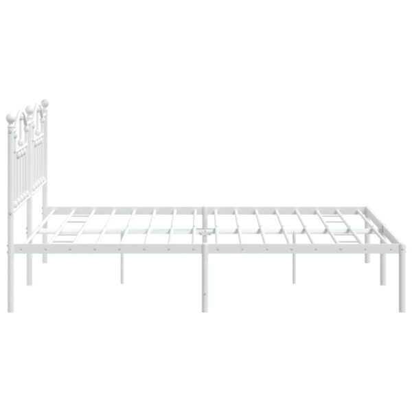 vidaXL Metal Bed Frame with Headboard White 72"x83.9" California King - Image 6