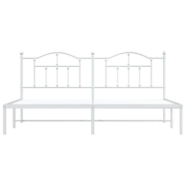 vidaXL Metal Bed Frame with Headboard White 76"x79.9" King - Image 5