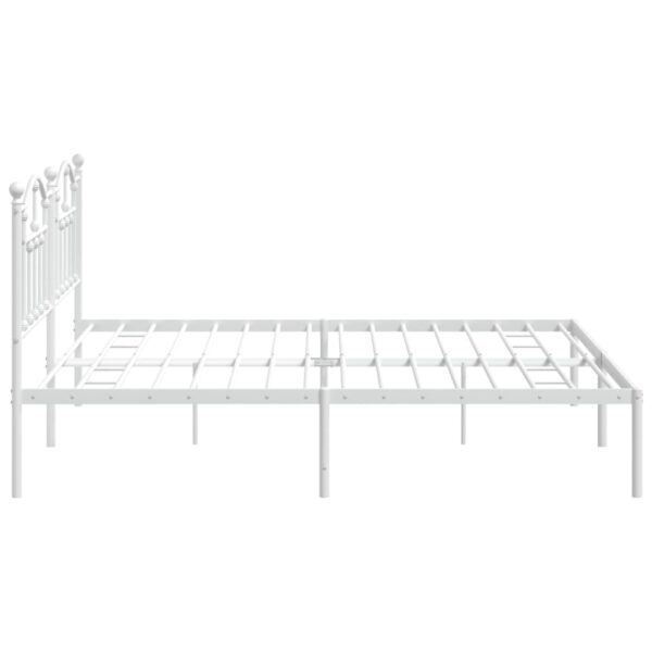 vidaXL Metal Bed Frame with Headboard White 76"x79.9" King - Image 6