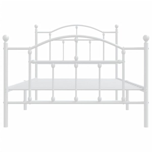 vidaXL Metal Bed Frame with Headboard and Footboard White 39.4"x74.8" Twin - Image 5