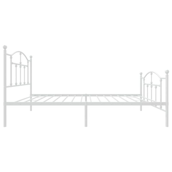 vidaXL Metal Bed Frame with Headboard and Footboard White 39.4"x74.8" Twin - Image 6