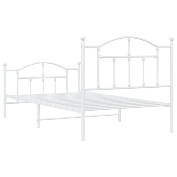 vidaXL Metal Bed Frame with Headboard and Footboard White 39.4"x74.8" Twin - Image 7