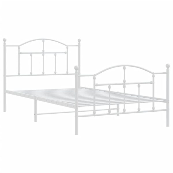 vidaXL Metal Bed Frame with Headboard and Footboard White 39.4"x78.7" - Image 4