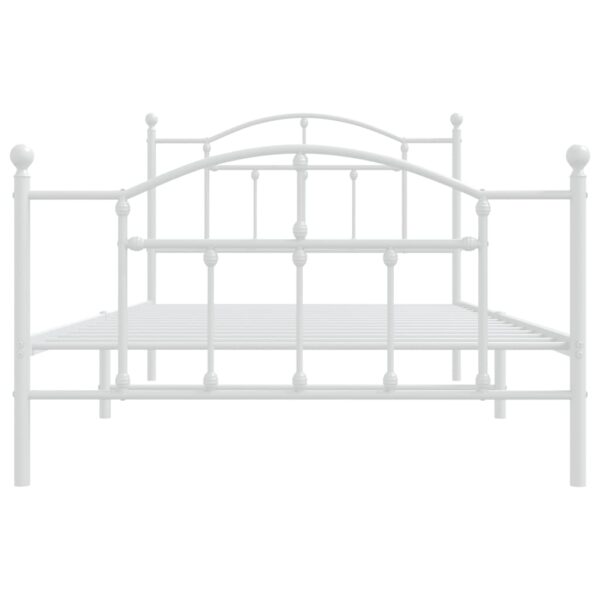 vidaXL Metal Bed Frame with Headboard and Footboard White 39.4"x78.7" - Image 5