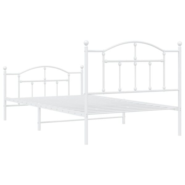 vidaXL Metal Bed Frame with Headboard and Footboard White 39.4"x78.7" - Image 7