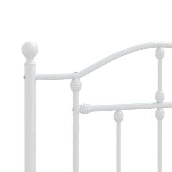 vidaXL Metal Bed Frame with Headboard and Footboard White 39.4"x78.7" - Image 8