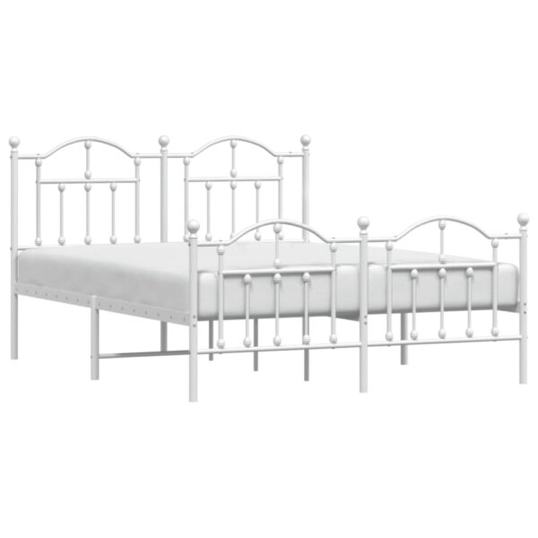 vidaXL Metal Bed Frame with Headboard and Footboard White 53.1"x74.8" - Image 3