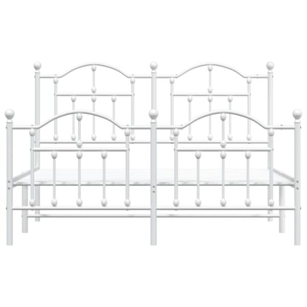 vidaXL Metal Bed Frame with Headboard and Footboard White 53.1"x74.8" - Image 5