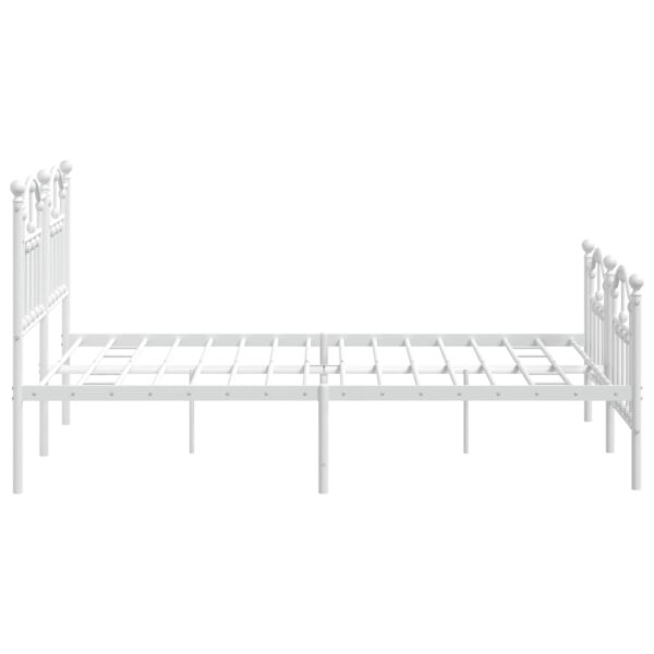 vidaXL Metal Bed Frame with Headboard and Footboard White 53.1"x74.8" - Image 6