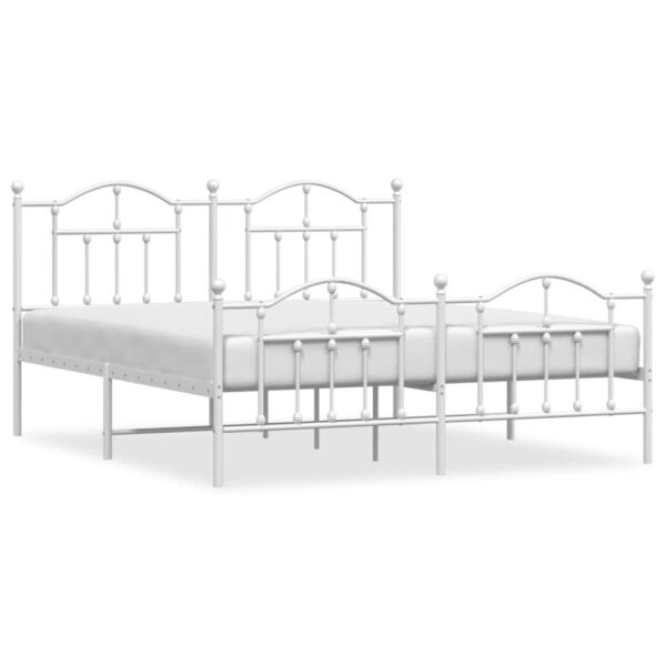 vidaXL Metal Bed Frame with Headboard&Footboard White 72"x83.9" California King - Image 2