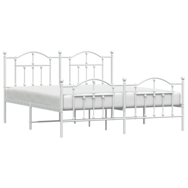 vidaXL Metal Bed Frame with Headboard&Footboard White 72"x83.9" California King - Image 3