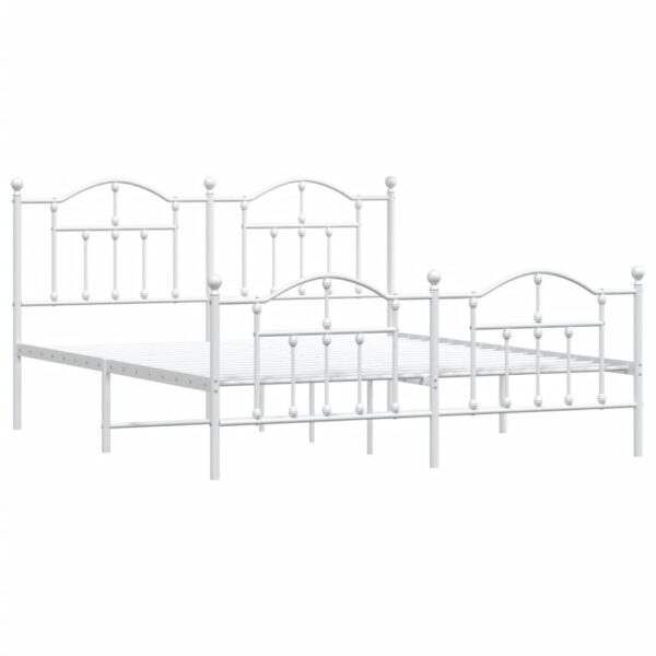 vidaXL Metal Bed Frame with Headboard&Footboard White 72"x83.9" California King - Image 4