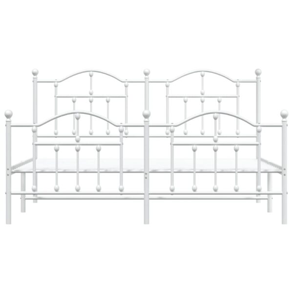 vidaXL Metal Bed Frame with Headboard&Footboard White 72"x83.9" California King - Image 5