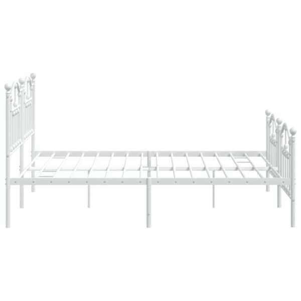 vidaXL Metal Bed Frame with Headboard&Footboard White 72"x83.9" California King - Image 6