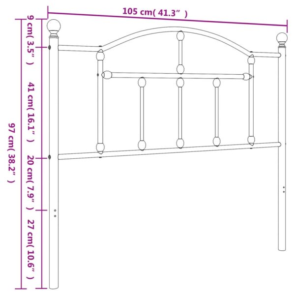 vidaXL Metal Headboard White 39.4" - Image 6