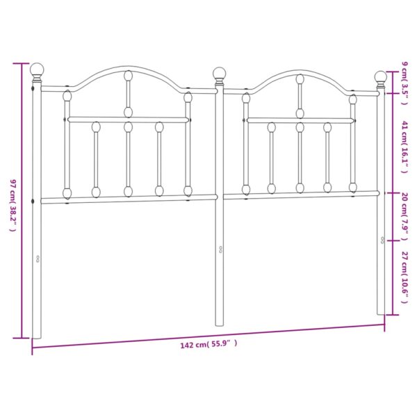 vidaXL Metal Headboard White 53.1" - Image 6