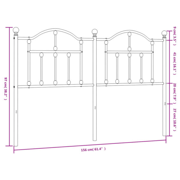 vidaXL Metal Headboard White 59.1" - Image 6