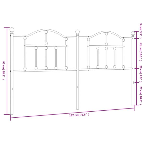 vidaXL Metal Headboard White 70.9" - Image 6