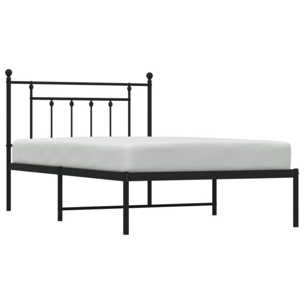 vidaXL Metal Bed Frame with Headboard Black 39.4"x78.7" - Image 4