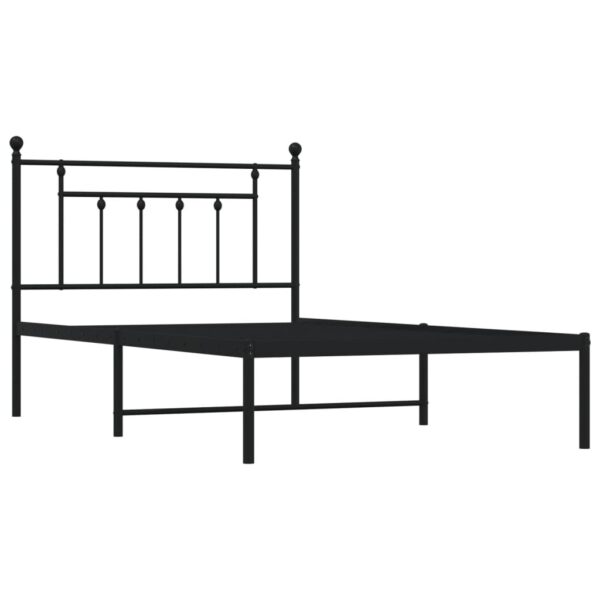 vidaXL Metal Bed Frame with Headboard Black 39.4"x78.7" - Image 5