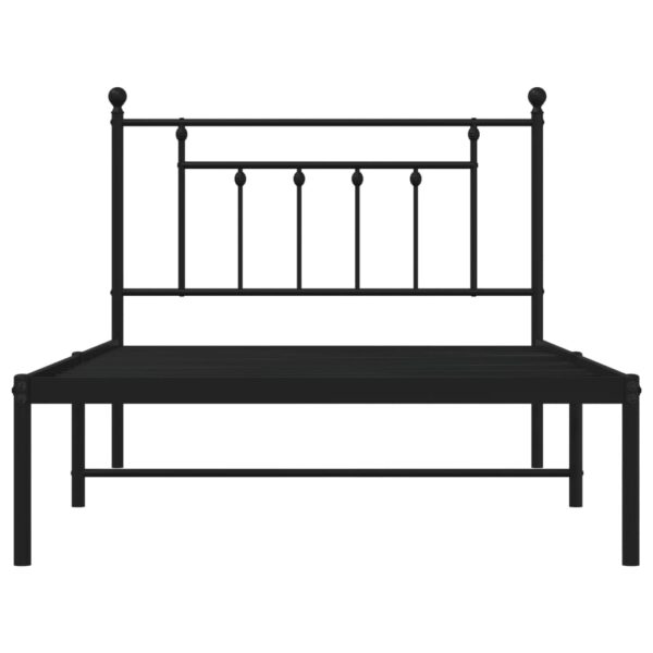 vidaXL Metal Bed Frame with Headboard Black 39.4"x78.7" - Image 6