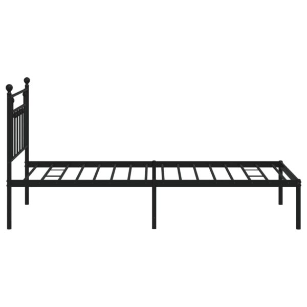 vidaXL Metal Bed Frame with Headboard Black 39.4"x78.7" - Image 7