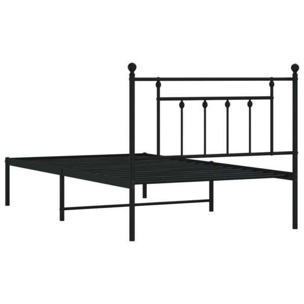 vidaXL Metal Bed Frame with Headboard Black 39.4"x78.7" - Image 8