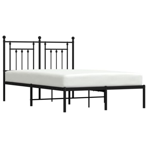 vidaXL Metal Bed Frame with Headboard Black 53.1"x74.8" - Image 4