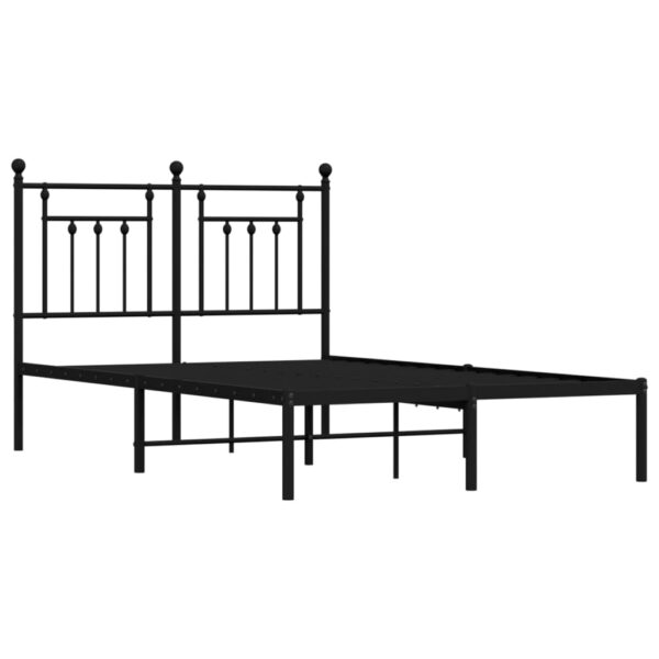 vidaXL Metal Bed Frame with Headboard Black 53.1"x74.8" - Image 5