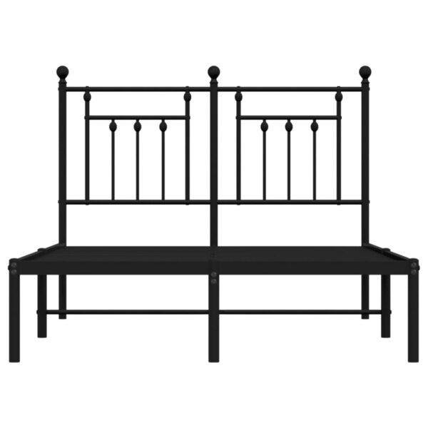 vidaXL Metal Bed Frame with Headboard Black 53.1"x74.8" - Image 6