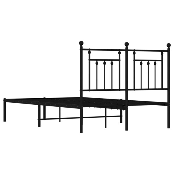 vidaXL Metal Bed Frame with Headboard Black 53.1"x74.8" - Image 8