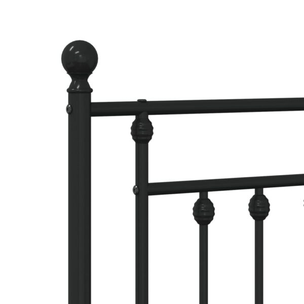 vidaXL Metal Bed Frame with Headboard Black 53.1"x74.8" - Image 9