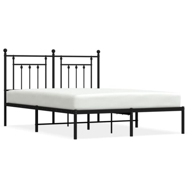 vidaXL Metal Bed Frame with Headboard Black 59.1"x78.7" - Image 2