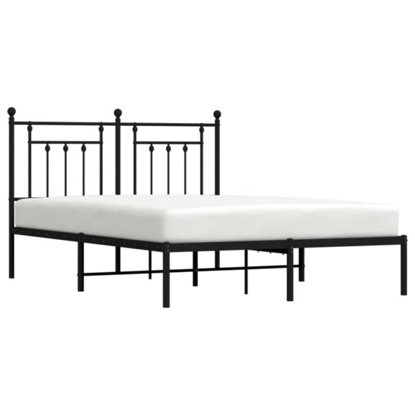 vidaXL Metal Bed Frame with Headboard Black 59.1"x78.7" - Image 4