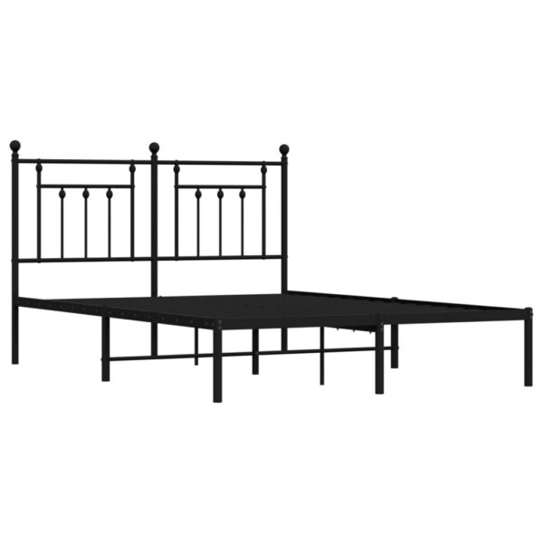 vidaXL Metal Bed Frame with Headboard Black 59.1"x78.7" - Image 5