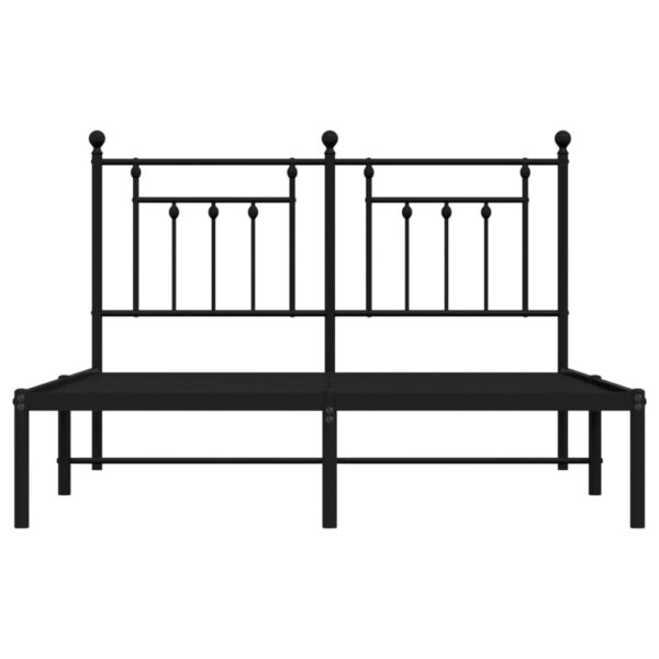 vidaXL Metal Bed Frame with Headboard Black 59.1"x78.7" - Image 6