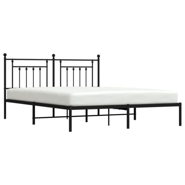 vidaXL Metal Bed Frame with Headboard Black 72"x83.9" California King - Image 4