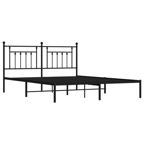 vidaXL Metal Bed Frame with Headboard Black 72"x83.9" California King - Image 5