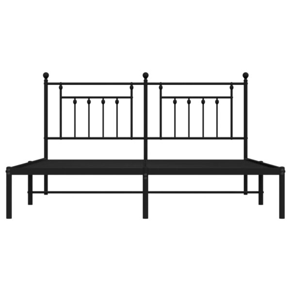 vidaXL Metal Bed Frame with Headboard Black 72"x83.9" California King - Image 6