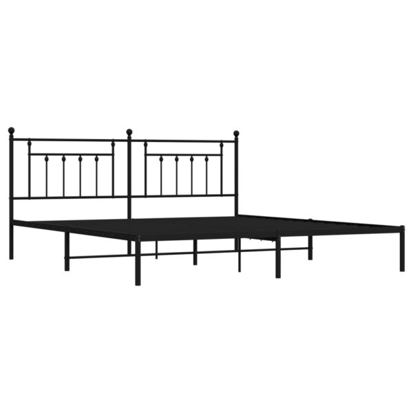 vidaXL Metal Bed Frame with Headboard Black 76"x79.9" King - Image 5