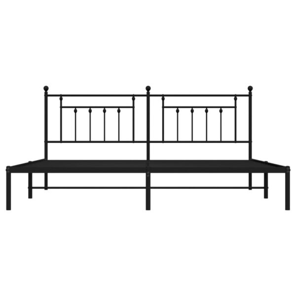 vidaXL Metal Bed Frame with Headboard Black 76"x79.9" King - Image 6